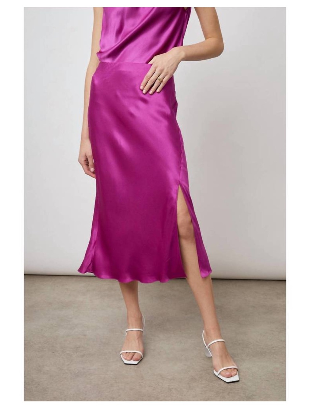 Rails Maya Satin Midi Skirt Radiance M Pink